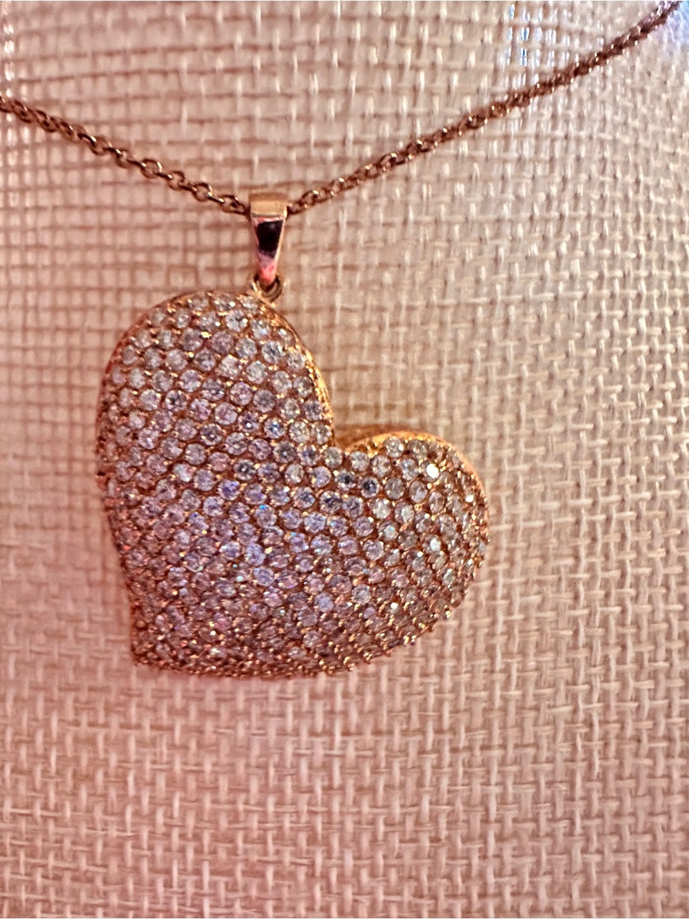Pandora Rose Gold Pave Heart Pendant adjustable Necklace